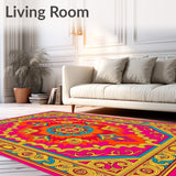 Vibrant Sunset Medallion Tapestry With Intricate Knots(Pink)