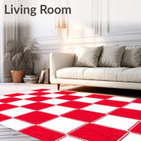 Festive Gingham Check Holiday Decorative Floor Covering(Red)