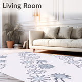 Nordic Frosted Snowflake Mosaic with Interlocking Winter Motifs(Blue)