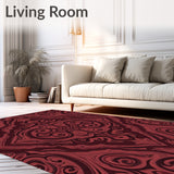 Elegant Abstract Damask Swirl Classic Traditional Flooring(Red)