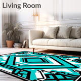 Art Interlocking Chevron Motif with Contrasting Frame (Turquoise)