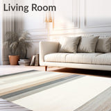 Abstract Horizon Beige Grey Runner Modern Striped Hallway(Beige)