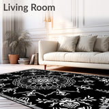 Elegant Floral Medallion Boho Decorative Accent(Black)