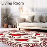 Cardinal Toile with Seasonal Botanical Framework(Red)