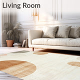 Beige Cream Circle Distressed Print Round Accent Area(Beige)