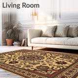 Vintage Interlocking Lattice Medallion Contemporary Boho(Beige)