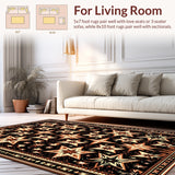 Ultra Soft Area Rug, Non Slip, Stain Resistant, Washable Area Rugs for Living Room, Bedroom, Western Vintage Star Runner(Black)