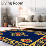 Floral with Twisting Leafwork Borders (Blue) - ODIKA