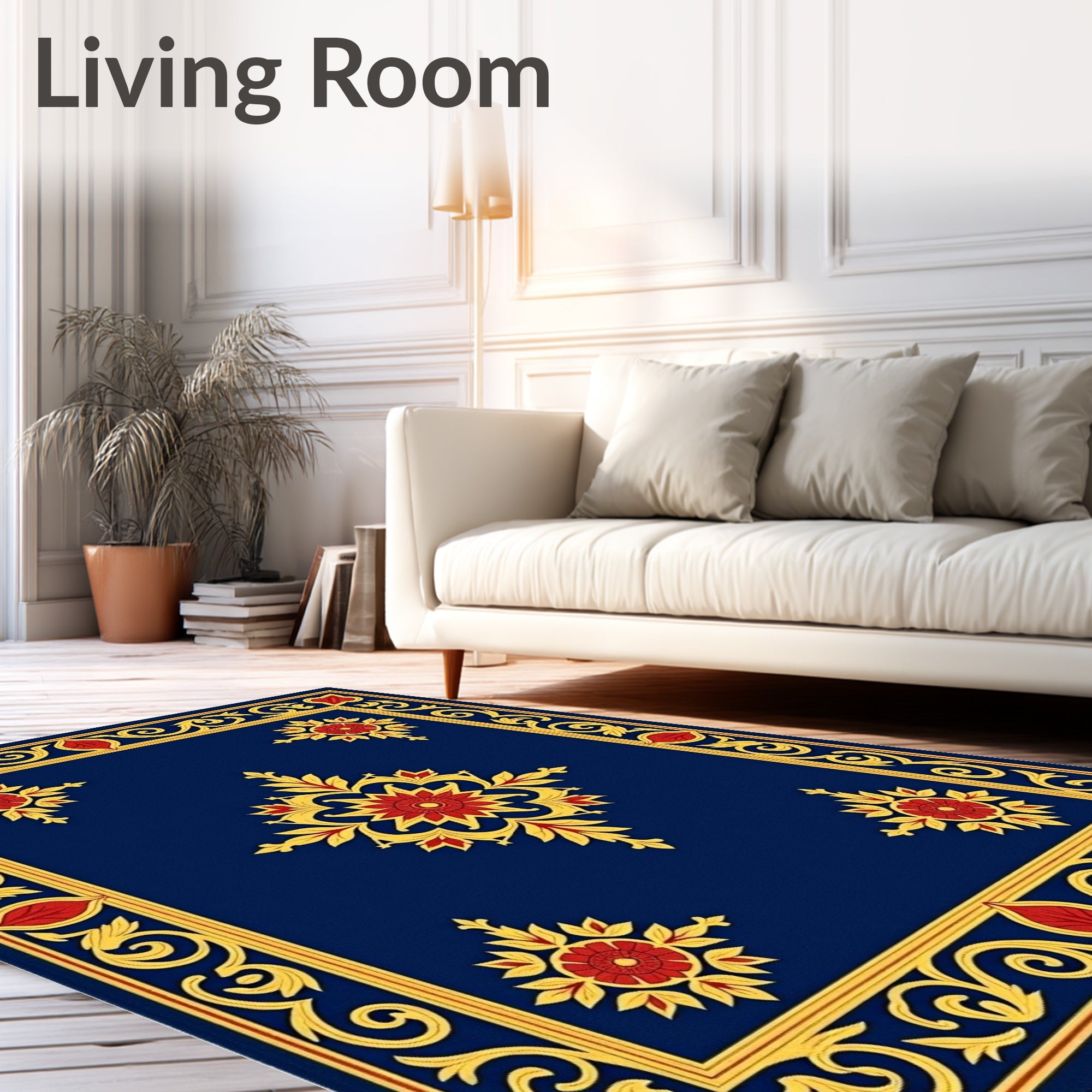 Floral with Twisting Leafwork Borders (Blue) - ODIKA