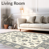Artistic Beige and Smoke Patterned with Ornate Geometric Floral Motifs(Beige)