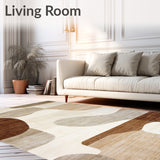 Abstract Art Area Rug Modern Stain Resistant Carpet for Contemporary Spaces(Beige)