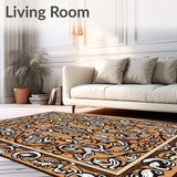 Abstract Paisley Mosaic with Swirling Vine Accents(Brown)