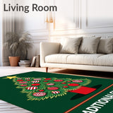 Festive Evergreen Doormat With Ornamental Baubles Holiday Entrance(Green)