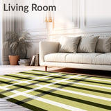 Midcentury Modern Plaid With Layered Striped Motifs(Olive)