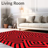 Interlocking Chevron Mosaic with Elegant Symmetrical Stripes and Curves(Red)