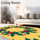 Holly Berry Wreath Design Holiday Porch Seasonal Front Step Cover(Yellow)