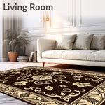Elegant Damask Swirl Jacquard Traditional Ornate Sophisticated (Brown) - ODIKA