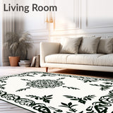 Classic Botanical Medallion Featuring Stylized Ivy and Floral (Black)