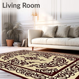 Christmas Damask Baroque Holiday Scroll Floor(Beige)