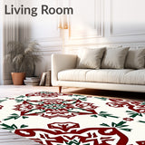 Winter Snowflake Medallion Print with Crystalline Formations(Red)