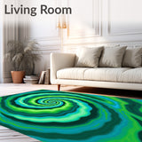 Swirling Vortex Spiral Waves Artistic Expression Indoor Floor Covering (Green)