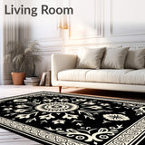 Elegant Floral Medallion with Intricate Boho Accents and Motifs(Black)