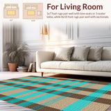 Ultra Soft Area Rug, Non Slip, Stain Resistant, Washable Area Rugs for Living Room, Bedroom, Modern Checked Abstract(Beige)