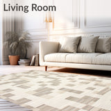 Asymmetrical Geometric Area Chic Modern Design in Neutral Shades(Beige)