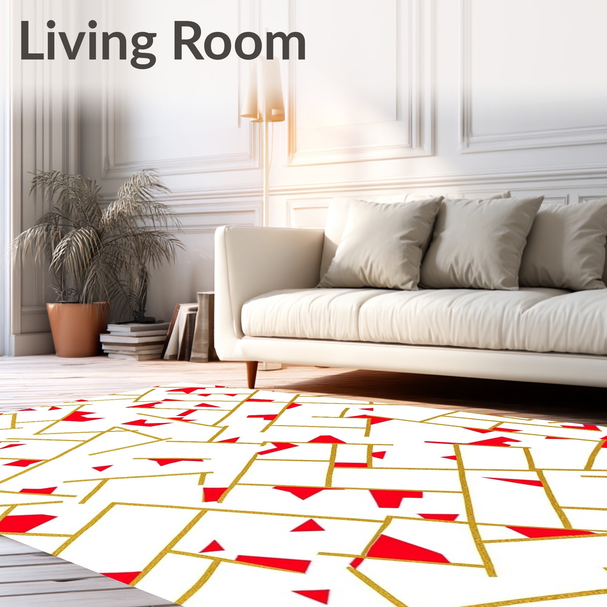 Contemporary Mosaic with Fragmented Shapes and Metallic Highlights (White) - ODIKA