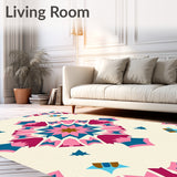 Southwestern Artisan Handwoven Heritage Eclectic Rustic Medallion(Pink)