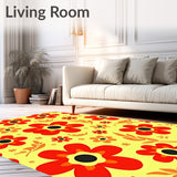 Retro Floral Mosaic with Abstract Petals and Artistic Brushstroke Detailing(Yellow)