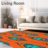 Abstract Peacock Feather Luxe Pile with Iridescent Eye Details(Orange)