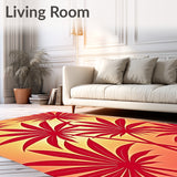Tropical Sunset Palm Frond Non Slip Shedding Floor(Red)