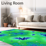 Celestial Dreamscape With Glittering Bats And Moons Motif(Green)