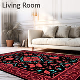 Enchanted Garden Decorative With Vibrant Floral Motifs(Black)