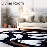 Spooky Ghostly Halloween Area Rug(White)
