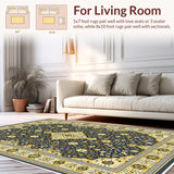 Ultra Soft Area Rug, Non Slip, Stain Resistant, Washable Area Rugs for Living Room, Bedroom, Soft Velvet Arabic Meditation Mat(Blue)