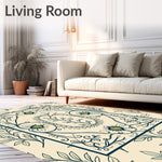 Botanical Motif with Leafy Vines and Whimsical Swirls (Beige) - ODIKA