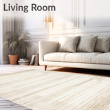 Elegant Plush Beige and White Floor Cover(Beige)