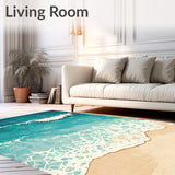 Coastal Ocean Beach Theme No Slip Reversible Patio Deck Backyard(Blue)