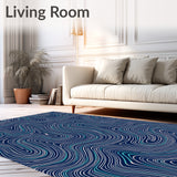 Contemporary Wave Motif Featuring Interlocking Ripple Lines (Blue)