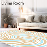 Sophisticated Arctic Breeze Swirl Contemporary Floor Art(Beige)