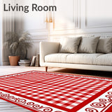 High Traffic Buffalo Check with Cane Stripe Accent Borders(Red)