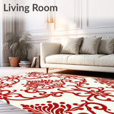Vintage Damask Flourish with Elegant Swirling Motifs(Red)