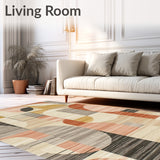 Brown Beige Abstract Interlaced Linear Curved Elements(Beige)