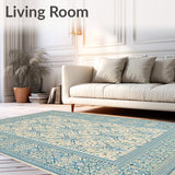 Geometric Blue and Beige Area Modern Oriental Style(Beige)