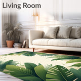 Lush Tropical Escape Area Green Beige Leaf(Green)