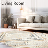 Boho Chic Beige Ivory Area Abstract Diamond Weave Texture(Beige)