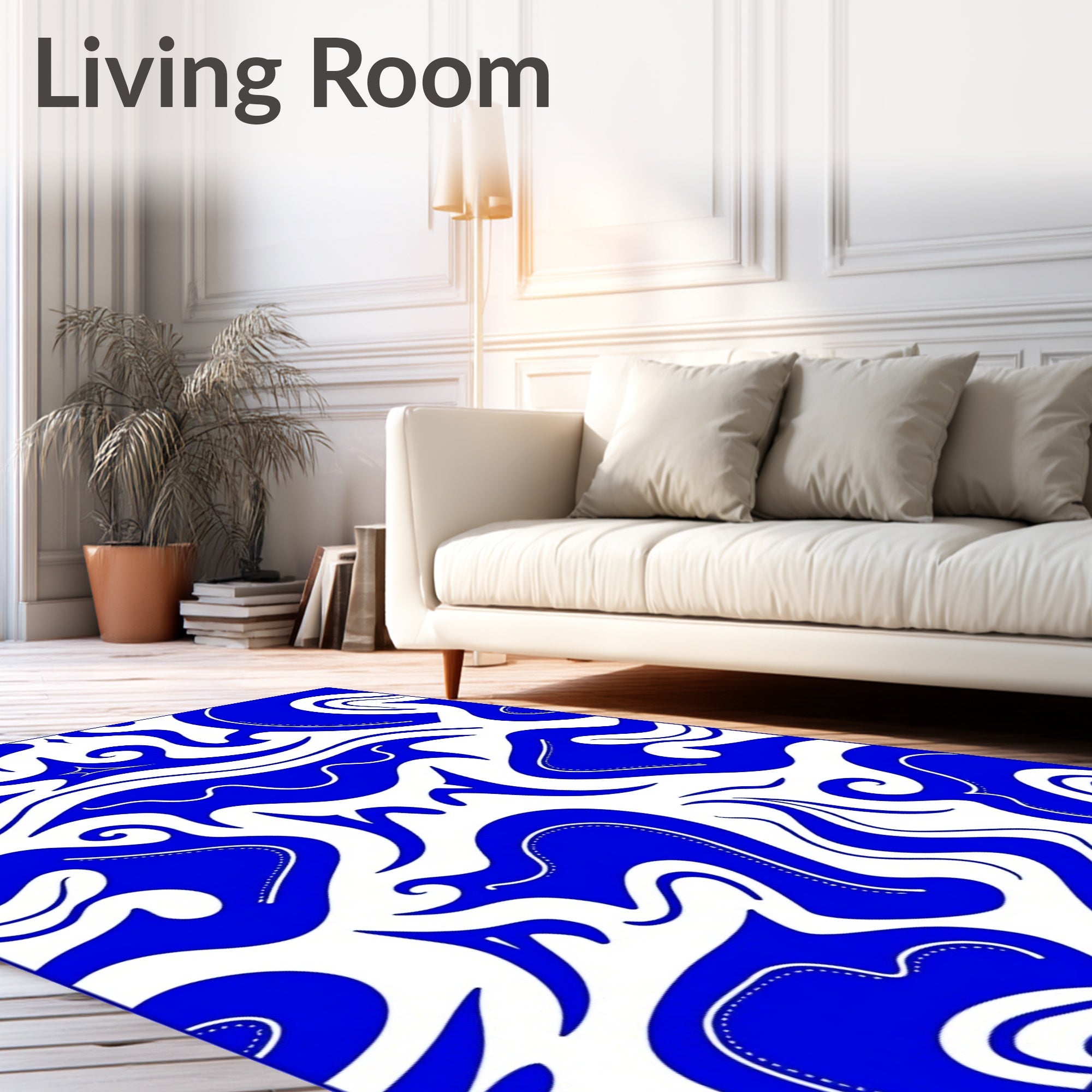 Swirling Tie Dye with Indigo and Sapphire Hues Abstract Fluid Design (Blue) - ODIKA