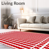 Festive Checkered Patchwork with Nordic Motifs(Red)